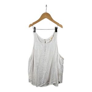 Anthropologie Maeve 100% Linen sleeveless Swing Tank white large neutral